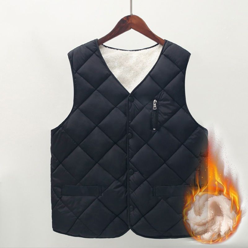 Men's Clothing 2024 NEW  Autumn and winter plush down vest for men, warm and slim fit outerwear for middle aged and elderly men_voghion.com