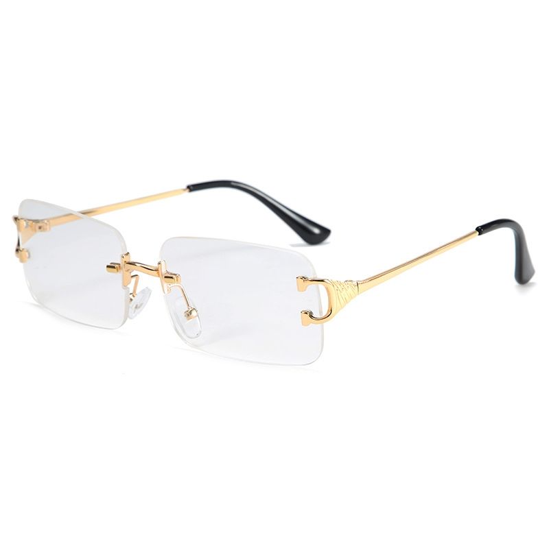 Neuheiten Rechteck Randlose Männer Sonnenbrille Mode Rahmenlose Quadratische Marke Frauen Sonnenbrille Weibliche Gradienten Objektiv UV400 Brillen_voghion.com