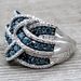 Blue Female Exaggerated Silver Plated Engagement Ring_voghion.com
