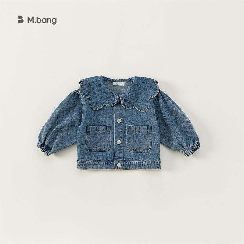 Girls' Denim Coat Spring Fall Children's Lace Collar Denim Top Cardigan_voghion.com