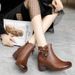 Echtes Leder Mid-Heel Round Toe Casual Top Layer Rindsleder Ethnische Kurze Stiefel Damen Herbst Neuer Stil_voghion.com