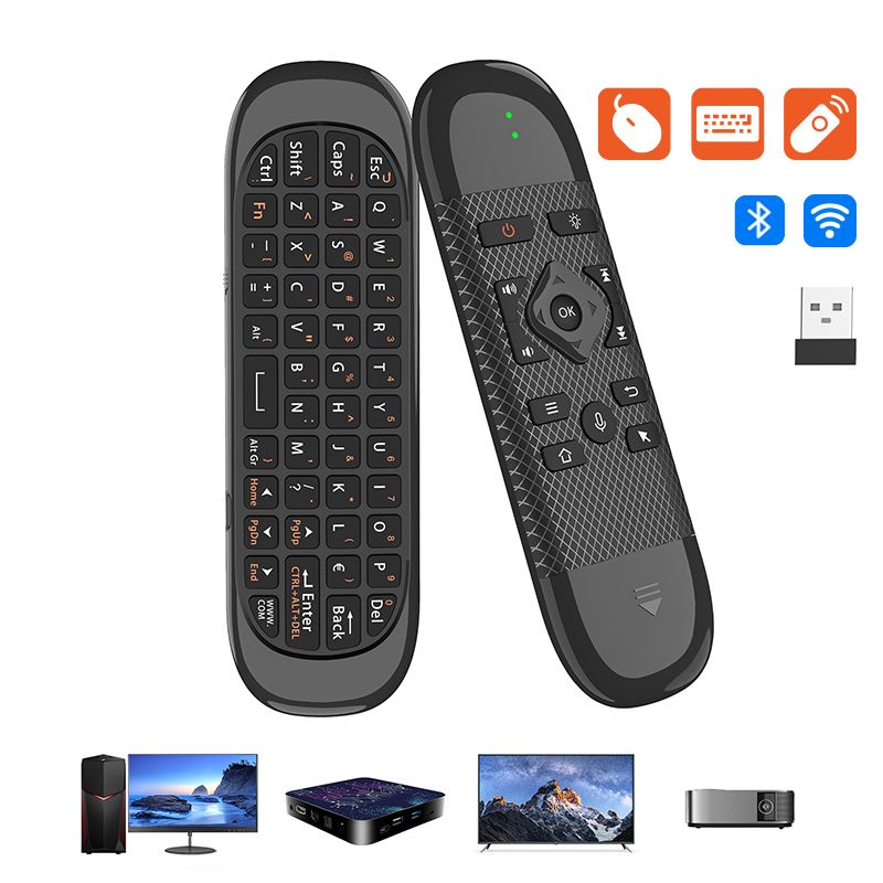 Teclado Flying Squirrel inalámbrico Bluetooth 2.4G, modo dual, retroiluminado, giroscopio, ratón, PPT, control remoto, mini teclado_voghion.com