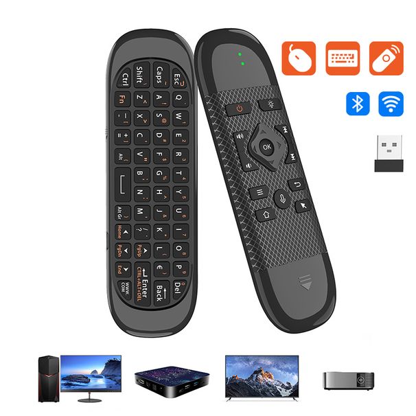 Teclado Flying Squirrel inalámbrico Bluetooth 2.4G, modo dual, retroiluminado, giroscopio, ratón, PPT, control remoto, mini teclado_voghion.com