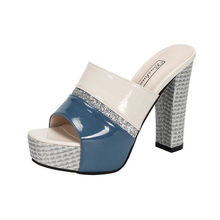 Damen Héichhiel-Sandale - Summermodesch Plattform Peep Toe Mule Slides mat déckem Fersen a waasserdichter Sohle_voghion.com