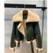 Abbigliamento da donna, giacca invernale in montone di pecora con risvolto largo, verde, ispessita, corta, con giunture_voghion.com