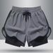 Roupas masculinas Shorts esportivos de verão Secagem rápida Corrida Basquete Treinamento Fitness Calças de comprimento médio com forro Elástico alto_voghion.com