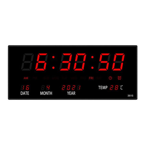 Ceas de perete digital luminos cu alarmă orară, cu temperatură și dată, calendar, ceas de masă electronic LED, decorare cu mufă_voghion.com