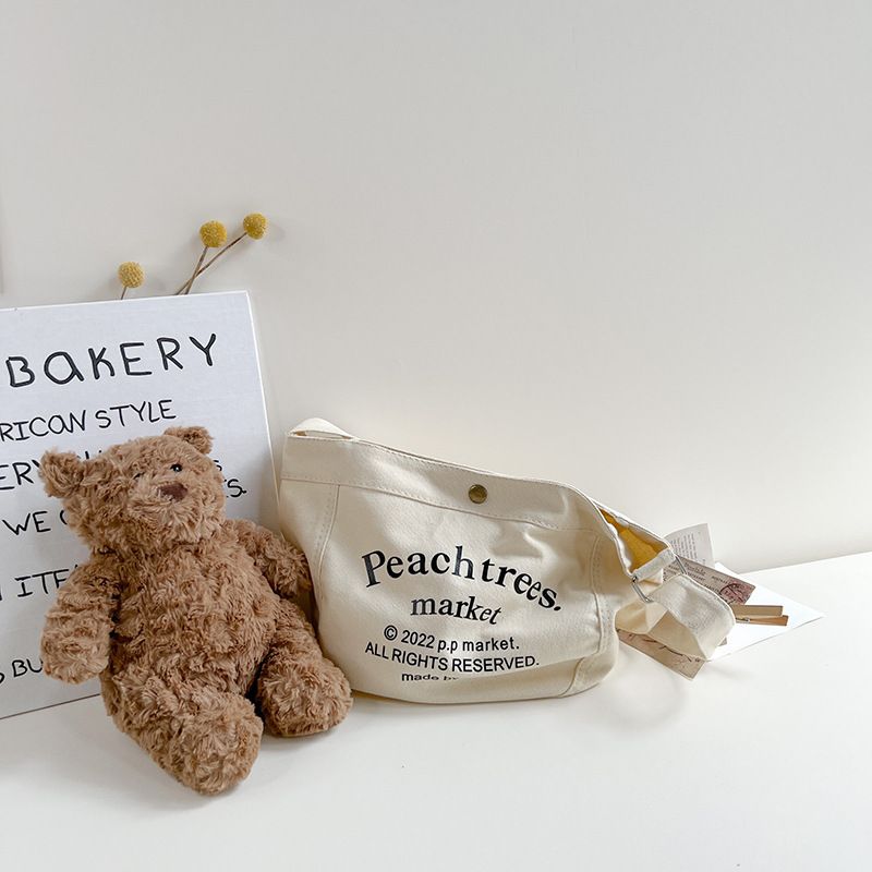 Borsa a tracolla per ragazzi alla moda - Borsa a tracolla in tela di grande capacità per bambini, con stampa minimalista di lettere._voghion.com