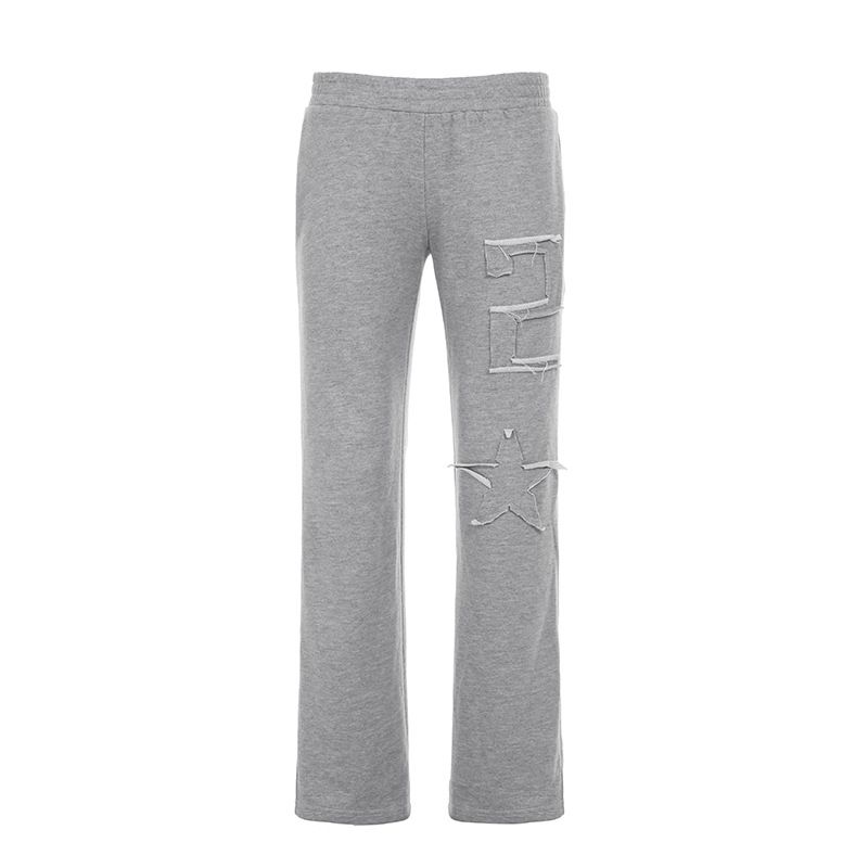 Completo jogger patchwork effetto consumato – Pantaloni larghi a vita alta + felpa con zip (S-L)_voghion.com