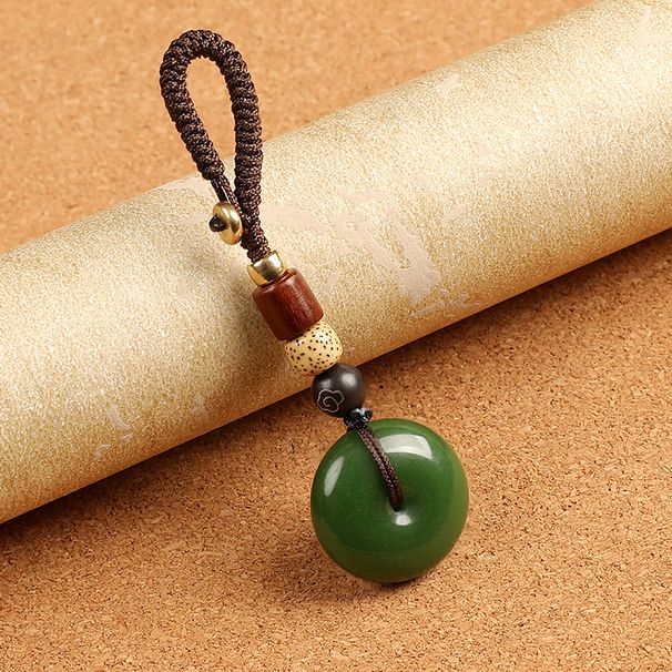 Pendentif porte-clés de voiture en agate calcédoine, boucle de sécurité en jade, pendentif haut de gamme exquis et créatif pour couple_voghion.com