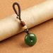 Pendentif porte-clés de voiture en agate calcédoine, boucle de sécurité en jade, pendentif haut de gamme exquis et créatif pour couple_voghion.com