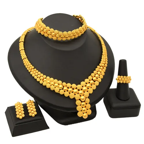 ANID grensoverschrijdend aanbod van mode bedrukte parel bruidsketting oorbellen armband ring sieraden vierdelige set groothandel_voghion.com
