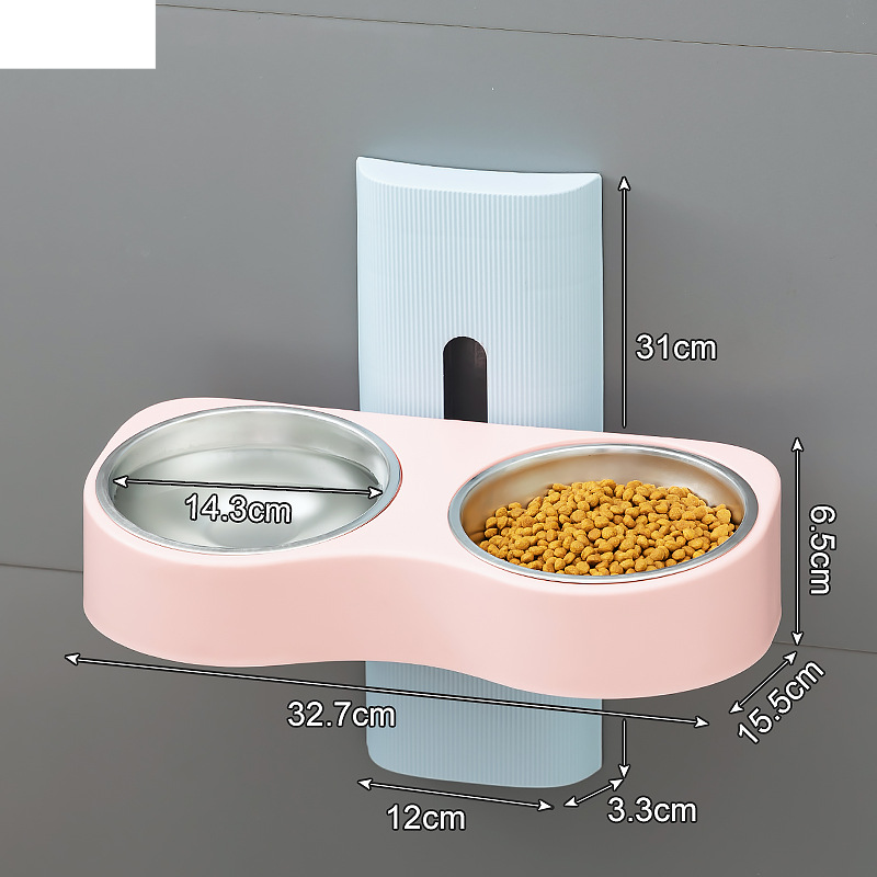 Liftable cat feeding bowl new three in one drinking water feeder cat food bowl cat rice bowl integrated feeder_voghion.com