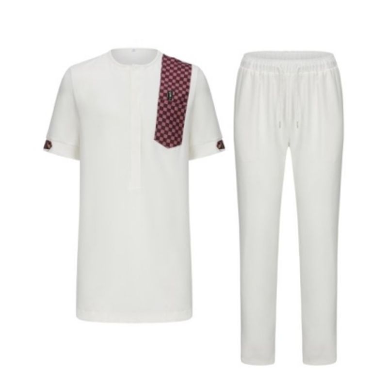 Herenkleding Jeugd Katoen Casual Wit Revers Zomer Gewoon Herenpak_voghion.com