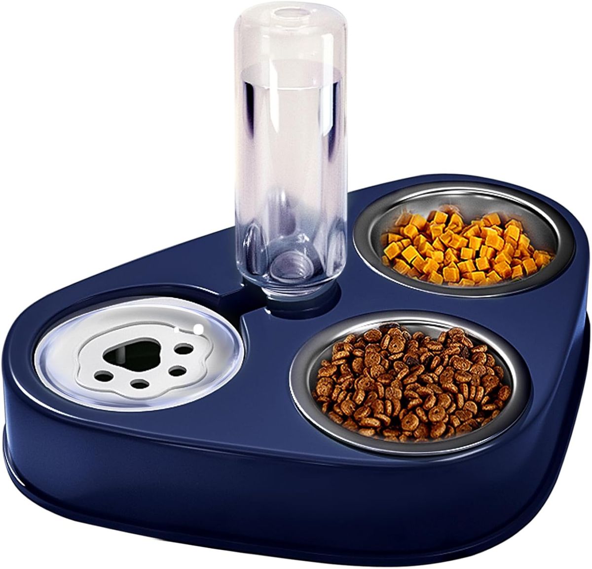 Stahl Doppelnapf,3 In 1 Katzenfutternäpfe Hoch Mit Automatischem Wasserspender,Doppelter Futternapf Kleine Und Mittlere Katzen Und Hunde (Blau)_voghion.com