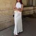 Women's backless halter neck vest high waist skirt two-piece set acetate satin high-end long skirt for women_voghion.com