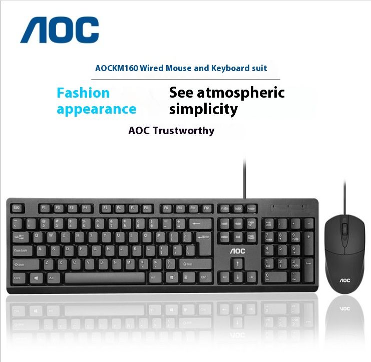 Ensemble clavier et souris filaires AOC KM160 pour jeux, bureau et usage domestique (USB)._voghion.com