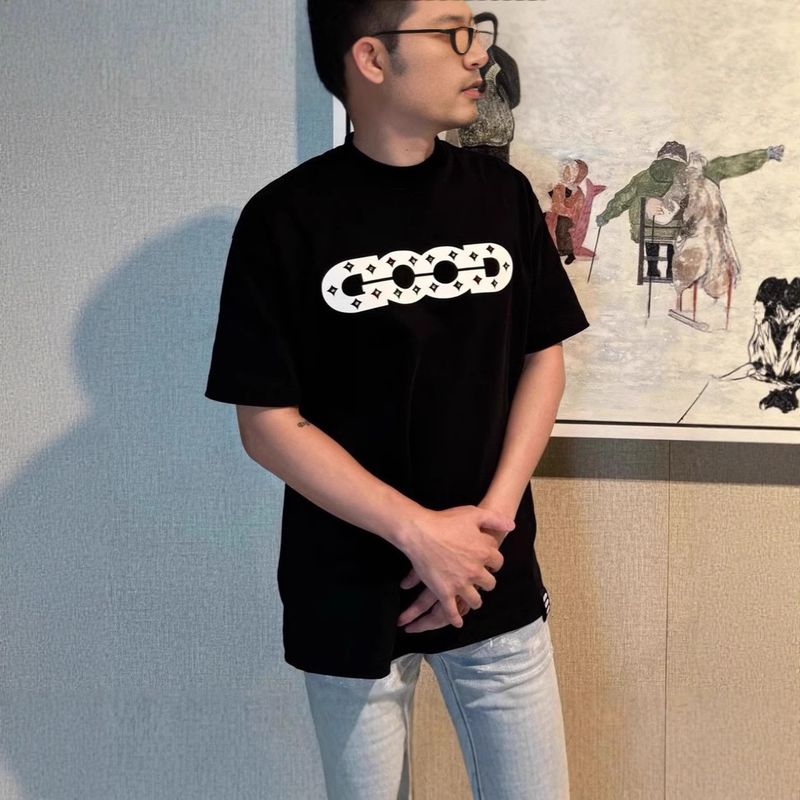Zhu Zhixin Same Style Short Sleeve GOODBRAND Hollow Color Diamond Foam Print GOOD Unisex Couple T-Shirt_voghion.com