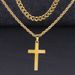 Hip Hop Stainless Steel Men's Twist Double Layer Cuban Chain Cross Non-Fading Necklace For Men_voghion.com