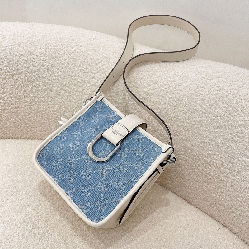 Borsa a tracolla monospalla da donna con design di nicchia in denim ricamato alla moda_voghion.com