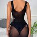 Damen Sexy Hot Diamond Shiny Unterwäsche Ärmelloses Netz-Bodystocking Dessous_voghion.com