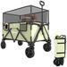 180L Folding Garden Trolley Wagon Cart W/ Extendable Side Walls, Green_voghion.com