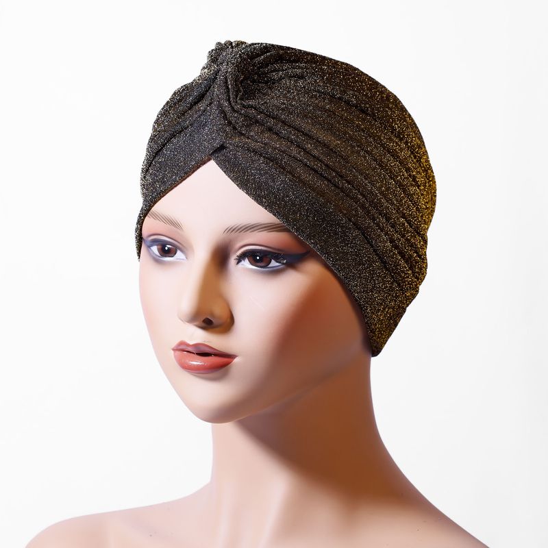 Neuer Stil goldene helle Seide Polyester Sport Freizeit Indischer Hut Naher Osten Turban Hut_voghion.com
