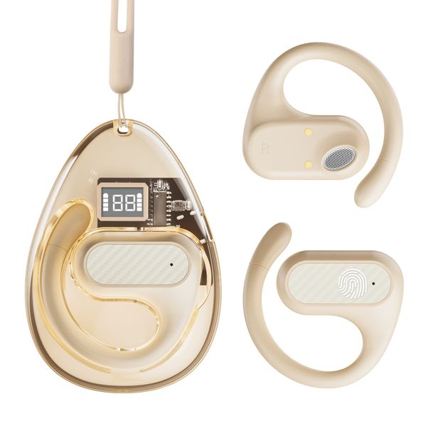 2024 NEW Earphone Air Conduction Wireless Bluetooth Transparent Digital Display to Ear_voghion.com
