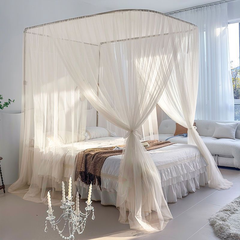 Fairy New U-förmige Führungsschiene Moskitonetz Verdickte Teleskophalterung aus Edelstahl Dreitüriger Boden Prinzessin_voghion.com