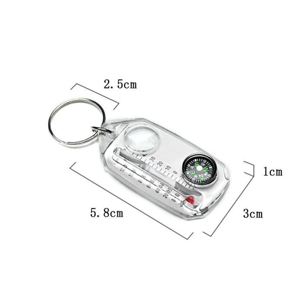 Outdoor Equipment Thermometer Magnifier Keychain Portable Mini Compass_voghion.com