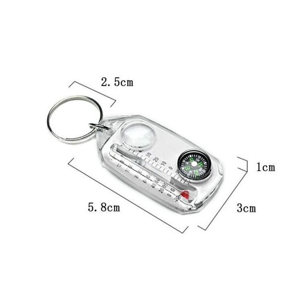 Outdoor Equipment Thermometer Magnifier Keychain Portable Mini Compass_voghion.com