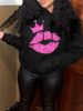 Women's clothing Site Hooded Women's Sweatshirt Crown Mouth Letter Print Kangaroo Pocket Sweatshirt Spot Large Size_voghion.com