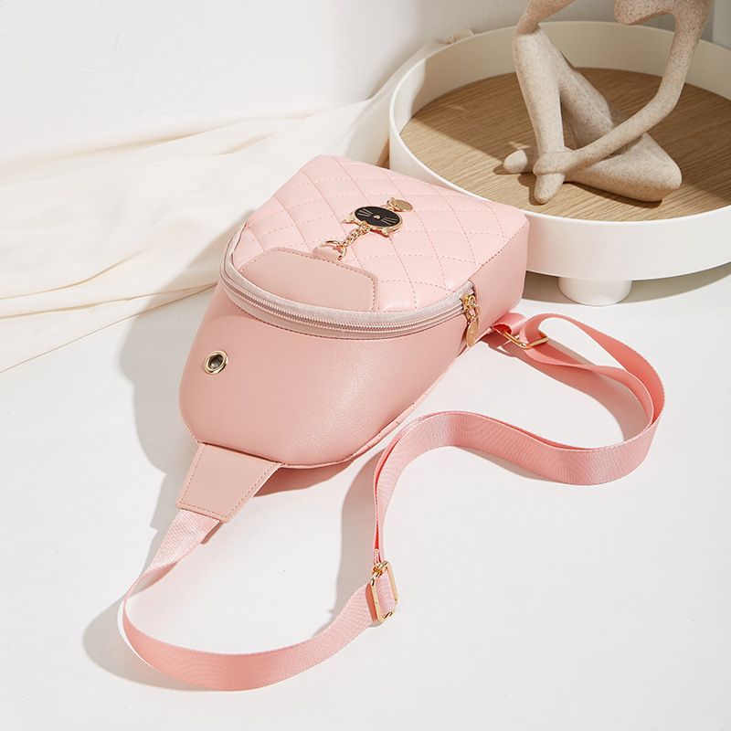 Women's 2024 New Women's Leather Diamond Chest Versatile Shoulder Bag_voghion.com