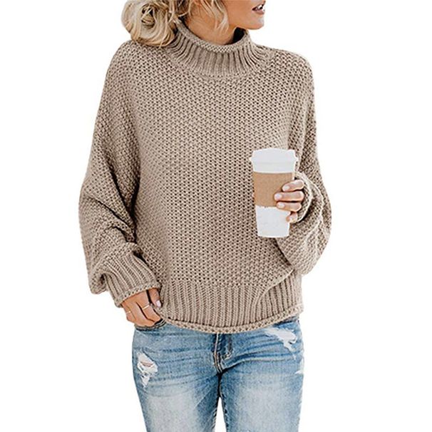 Maglione a collo alto pullover con filo spesso lavorato a maglia autunno e inverno per donna_voghion.com