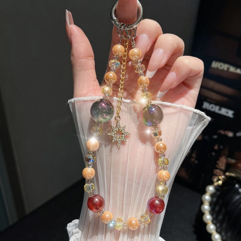 Bundels en sets met telefoonaccessoires, hoogwaardige lanyards voor de pols, kristallen kralen, stervormige kwastketting, nieuwe mobiele telefoonlanyard, net, hanger met beroemdheden, sieraden_voghion.com