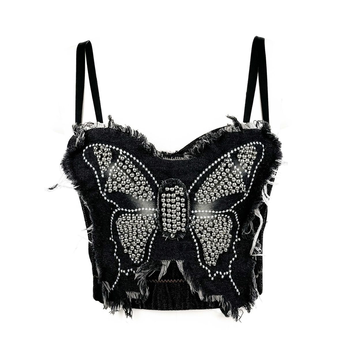 Damenbekleidung Butterfly Tube Top Persönlichkeit High-End-Oberbekleidung Slim Ing Denim Fishbone BH Hosenträger_voghion.com