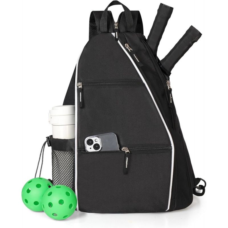 Pickleball Bag For Women, Adjustable Tennis, Basketball Sling Bag, Pickleball Backpack With Water Bottle Holder_voghion.com