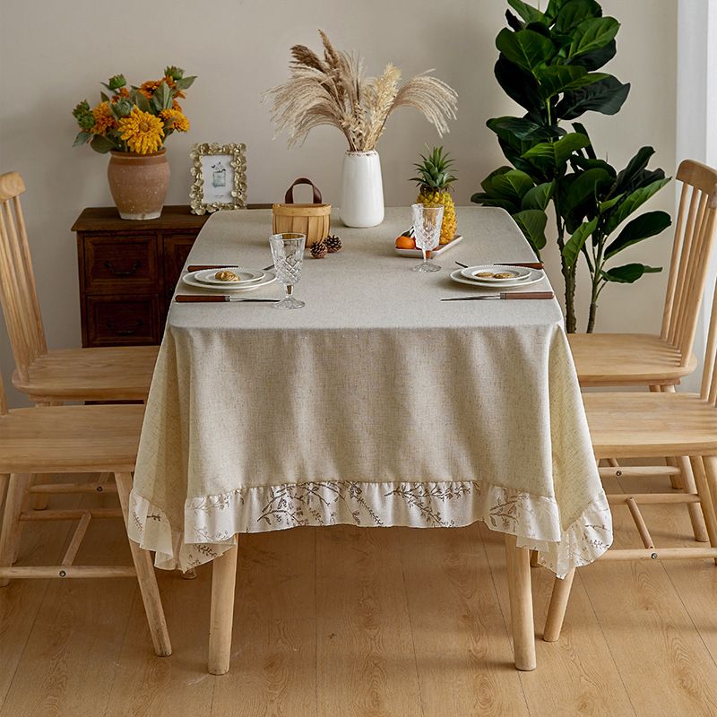 Leinentischdecke mit Spitzenbesatz – Elegante Esstischdecke für Zuhause und Café – Flecken- und hitzebeständig – Moderner minimalistischer Stil (mehrere Größen)​_voghion.com