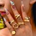 Niche Trend Design Glossy Women's Ring Exaggerated Geometric Curved Surface Open Joint Ring Set Bohemian Style Holiday Style Seaside Jewelry Ring_voghion.com