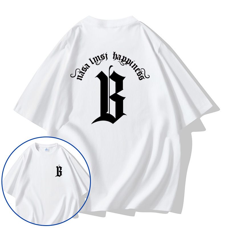 Nouveau T-shirt à manches courtes hommes col rond marque de mode lettre impression demi manches coupe ample hommes pur coton T-shirt_voghion.com