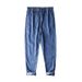 Men's Clothing Linen Jeans Men's Thin Drape Straight Trousers Loose Cotton And Linen Retro Youth Elastic Waist Adjustable Trouser Legs_voghion.com