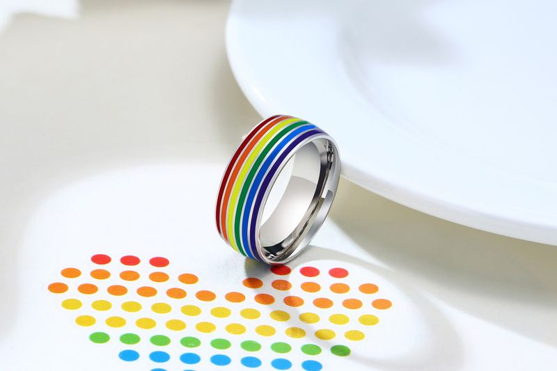 Anello in acciaio inossidabile arcobaleno, anello in acciaio al titanio, regalo di gioielli_voghion.com