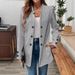Fall/Winter Women's Elegant Blazer – Oversized Three-Button Long Sleeve Jacket With Stand Collar (Black/White/Gray, S-XXL)_voghion.com