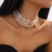 Gioielli multistrato grandi e piccoli perline nappa retrò collare gioielli collana di perle choker femminile_voghion.com