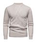 Herren-Zopfmusterpullover – warm für den Winter, Rundhalsausschnitt, maschinenwaschbar, hohe Elastizität (Hellgrau/Dunkelgrau/Burgunderrot/Khaki/Marineblau, mit Fleece gefüttert)_voghion.com