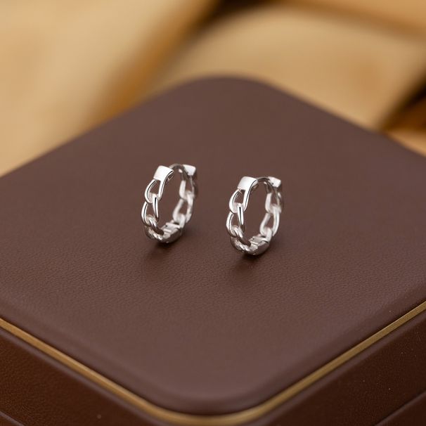 Orecchini versatili alla moda, intrecciati cavi, semplici, con catena geometrica in argento puro, stile hip-hop_voghion.com