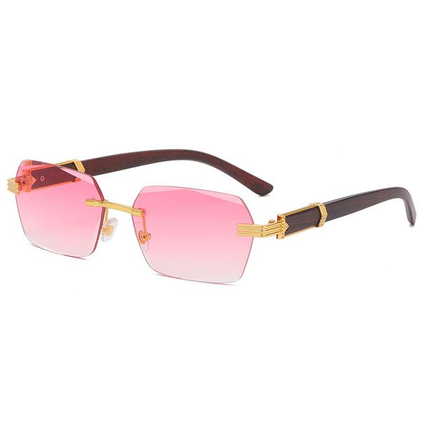 Ääristeta ruudukujulised päikeseprillid Naine Vintage Bränd Disainer päikeseprillid Mees Mood Metall Puidust peegel Oculos De Sol_voghion.com