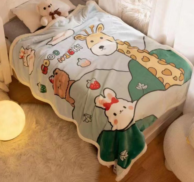 2024 Neue Cartoon Fleece Einzel-Doppelschicht Baby- und Kinderdecke Lamm Plüschdecke_voghion.com