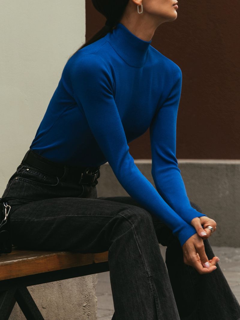 Half high neck knitted for autumn and winter, elegant temperament, solid color, slim fit, warm inner layer, base sweater_voghion.com