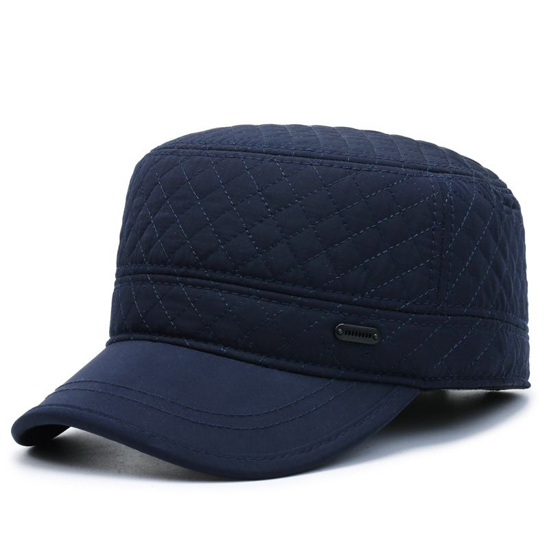 Autumn and winter middle-aged and elderly people plus velvet thickened warm old man hat simple fashion men's hat sunshade sunscreen flat cap_voghion.com